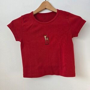 Pacsun John Galt Swiss Deer Cropped T-Shirt